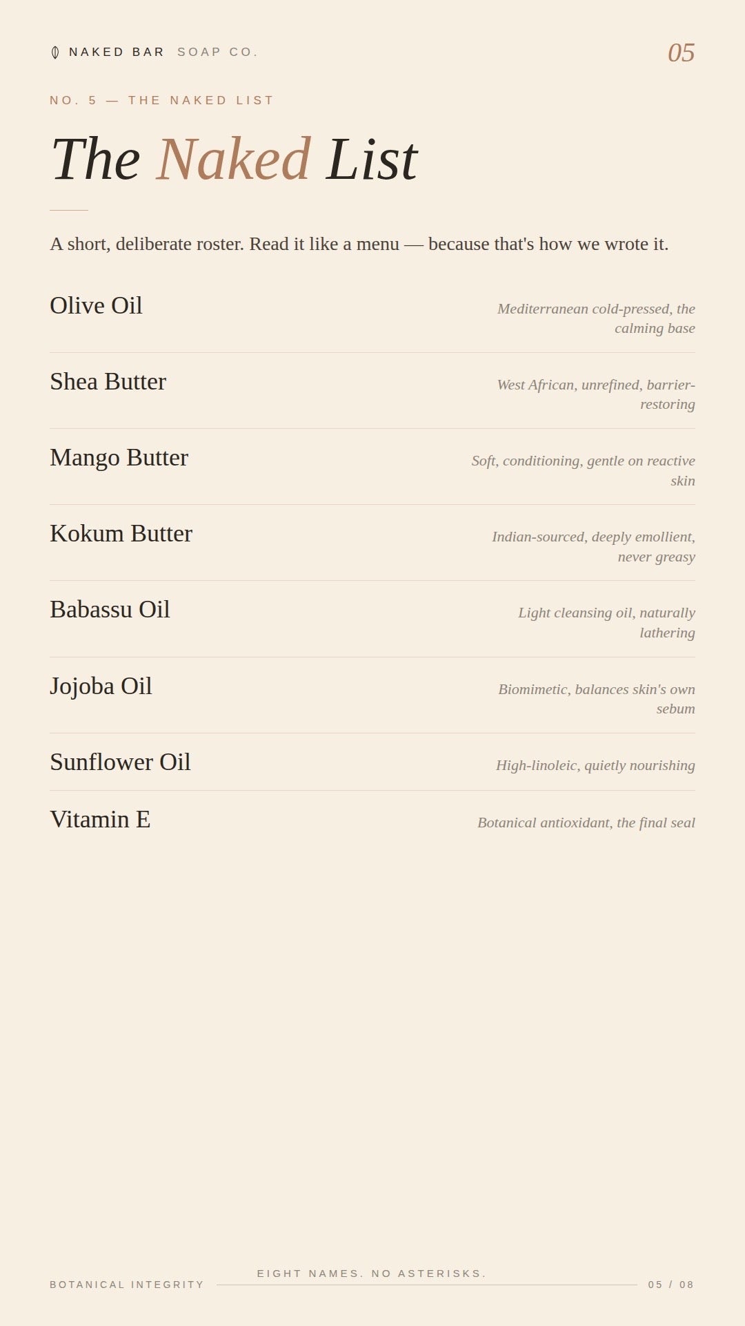Olive Oil Is The First Ingredient In Every Bar