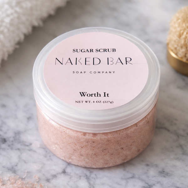 Jar of Naked Bar Soap Co. Emulsified Sugar Scrub
